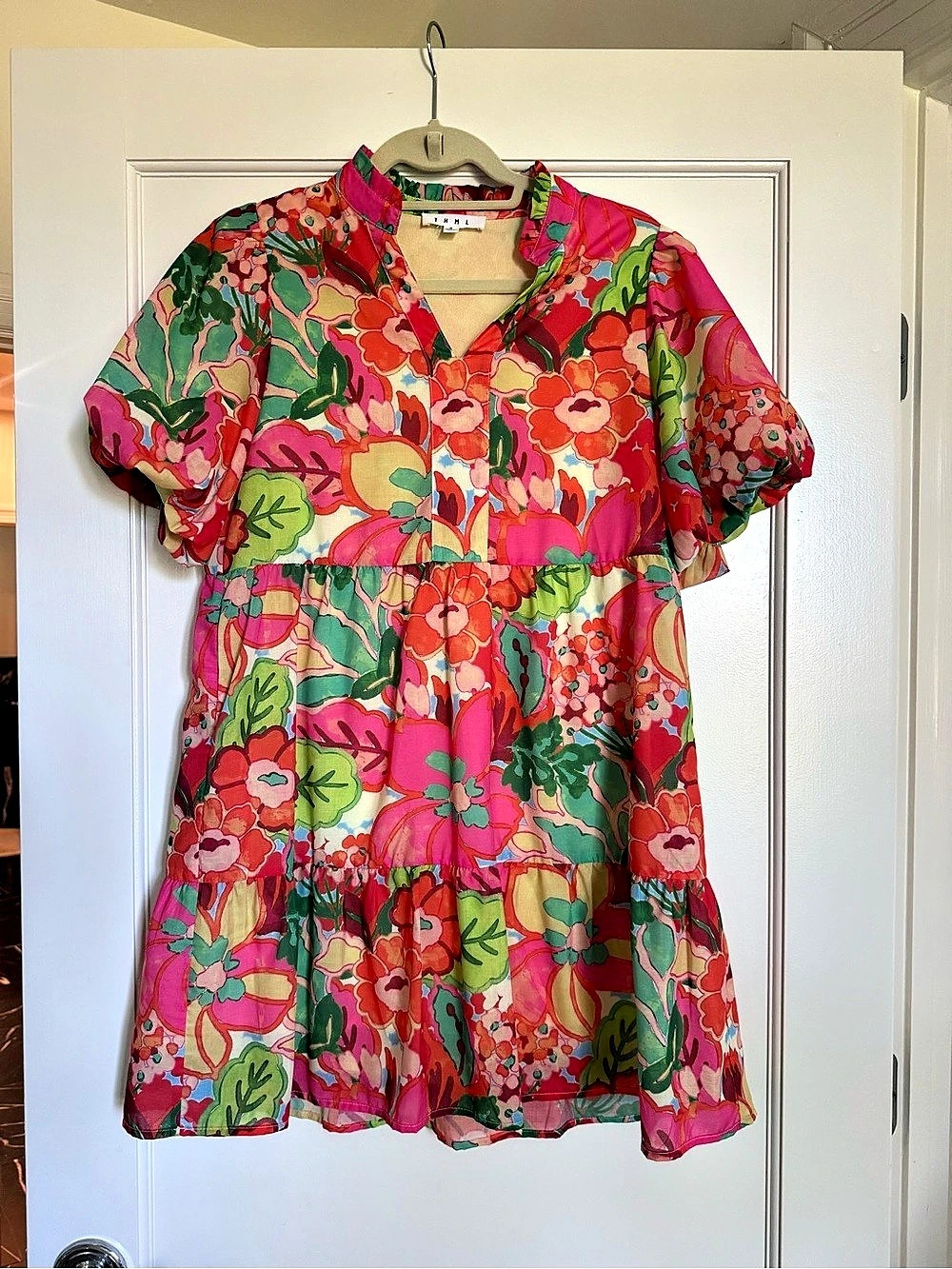 THML Floral Mini Dress in Pink & Green Size Small